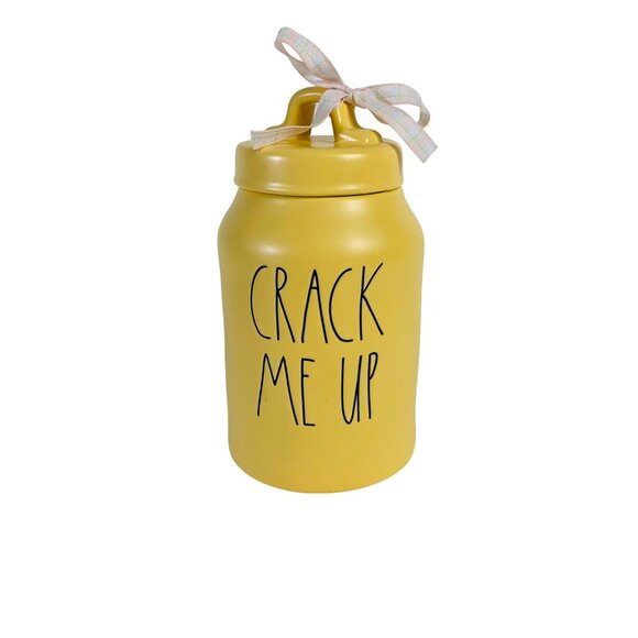 Rae Dunn Yellow Ceramic Canister Crack Me Up Lid Kitchen Decor Farmhouse - Picture 15 of 16